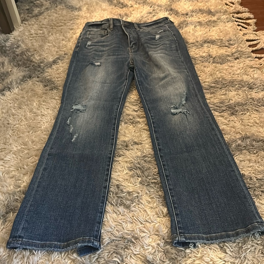 Risen Straight Leg Cropped Jeans